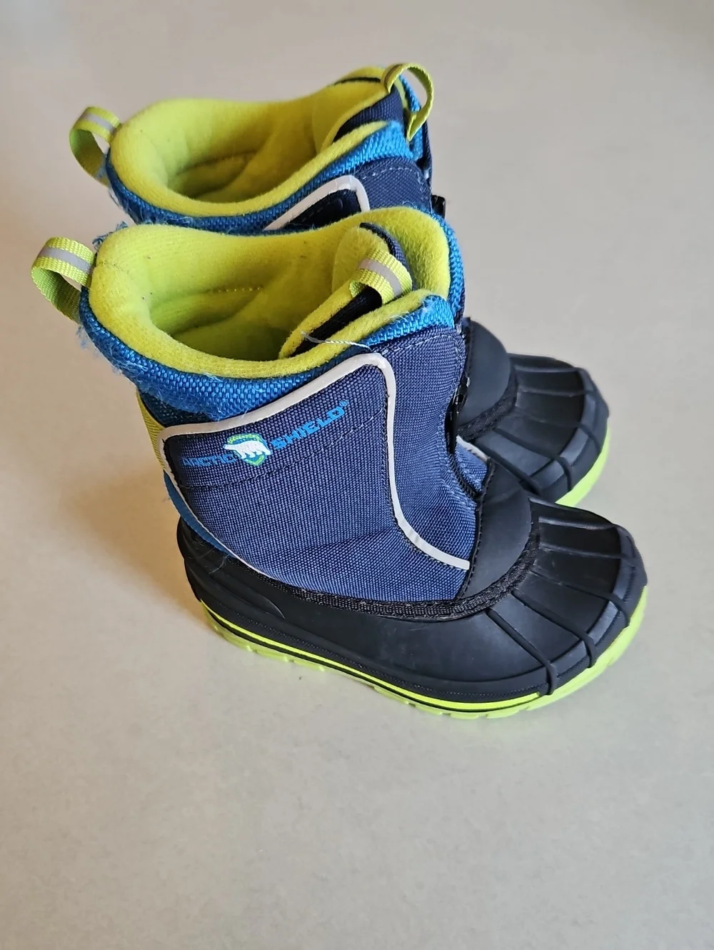 Kids Navy and Lime Waterproof Snow Boots